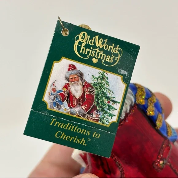 Old World Christmas OWC Caroling Santa Glass Ornament NWT - Picture 2 of 3